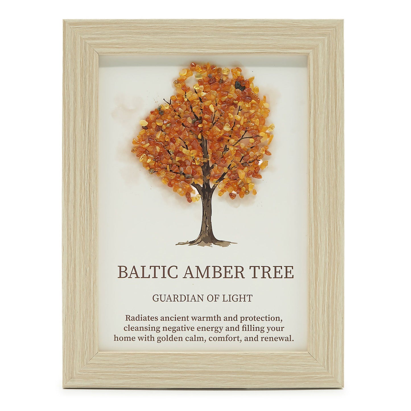 Baltic Amber Gemstone Tree of Life Picture | Crystal Wall Art | 20x14.7cm | Framed | New