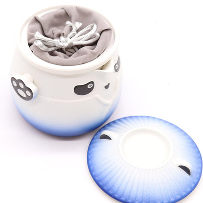 Sky Blue Ceramic Panda Teapot Set 4 Piece | 1 Pot and 3 Cups | Charming Tea Lover Gift Set