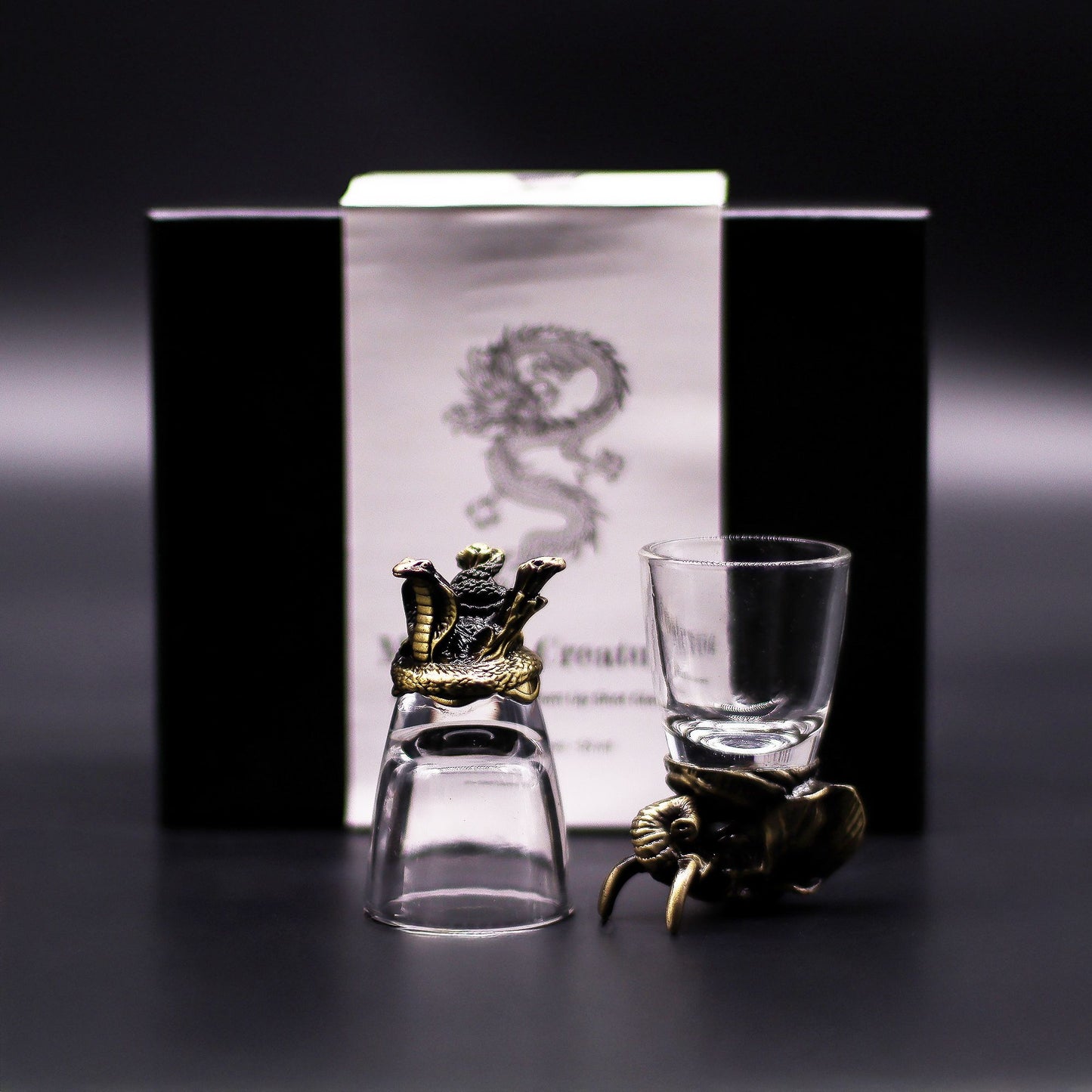 Mystical Creatures Shot Glass Gift Set of 6 | 50ml | Antique Bronze | Novelty Barware | New