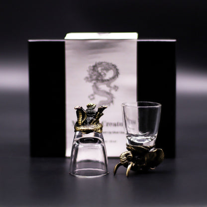 Mystical Creatures Shot Glass Gift Set of 6 | 50ml | Antique Bronze | Novelty Barware | New