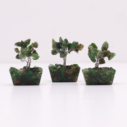 Mini Green Aventurine Gemstone Tree on Orgonite Base | 15 Stones | 3.5x2.5x4cm | New