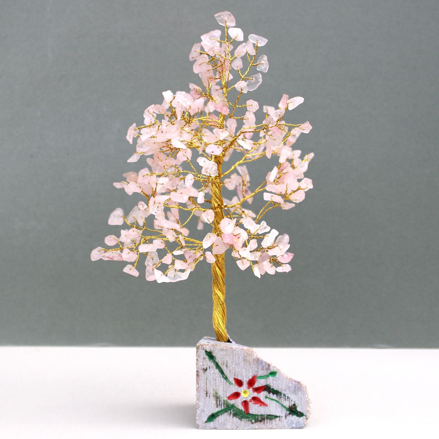 Rose Quartz Indian Wire Gemstone Tree | 320 Stones | 7x4x22.5cm | New