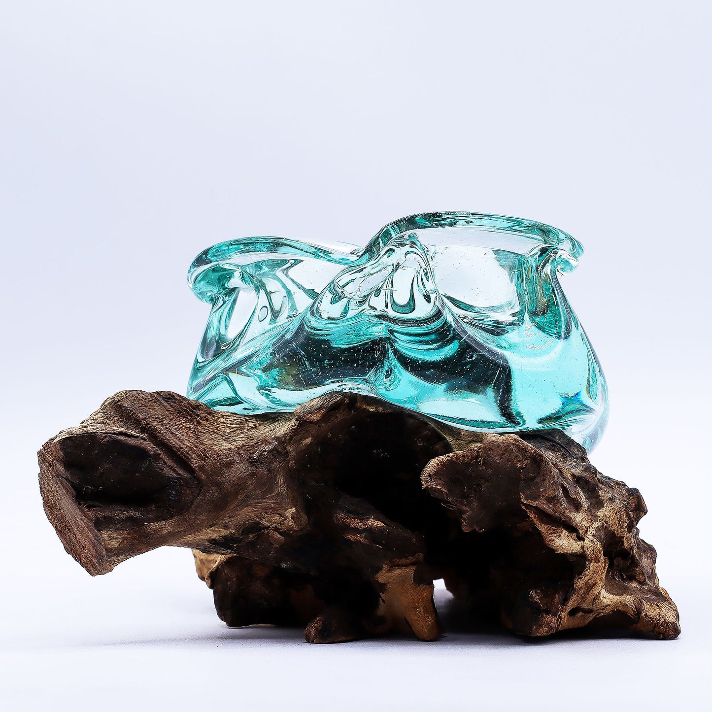 Molten Glass Chunky Ashtray & Candle Holder on Driftwood | 23cm | 11x14x19.5cm | New