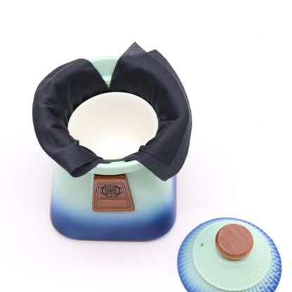 Sea Green Blue Heaven Ceramic Temple Teapot Set 4 Piece | 1 Pot and 3 Cups | Serene Tea Gift