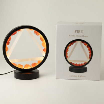 Fire Element gemstone halo lamp with carnelian and selenite, view 5