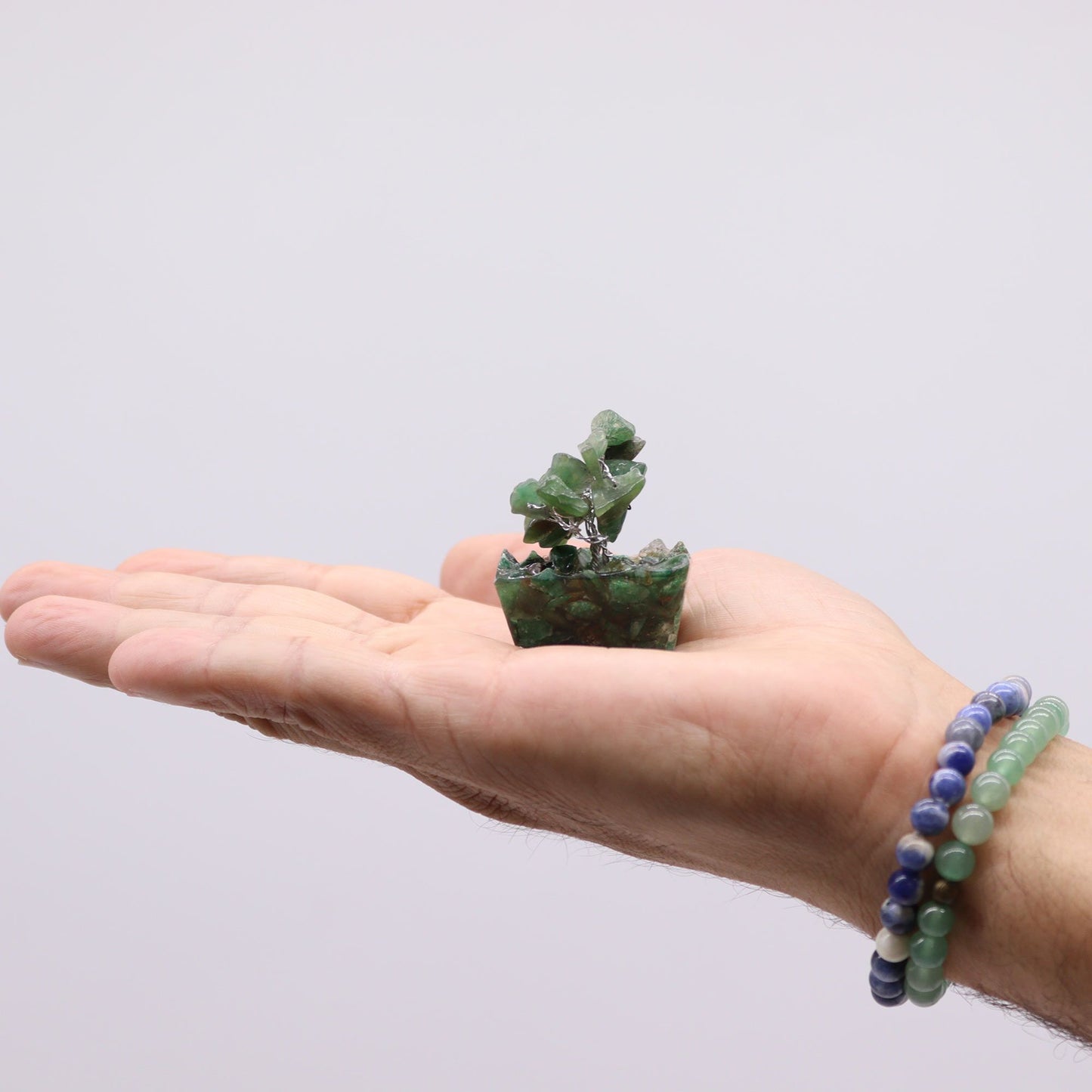 Mini Green Aventurine Gemstone Tree on Orgonite Base | 15 Stones | 3.5x2.5x4cm | New