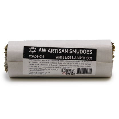 White Sage & Juniper Smudge Stick 10cm | Winter Solstice Gift | Crisp Evergreen Blend