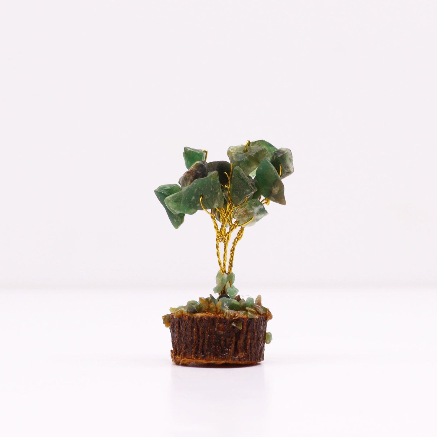 Mini Green Aventurine Gemstone Tree on Wood Base | 15 Stones | 4x3x6cm | New