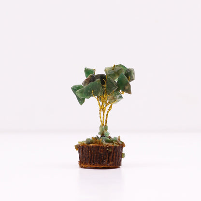 Mini Green Aventurine Gemstone Tree on Wood Base | 15 Stones | 4x3x6cm | New