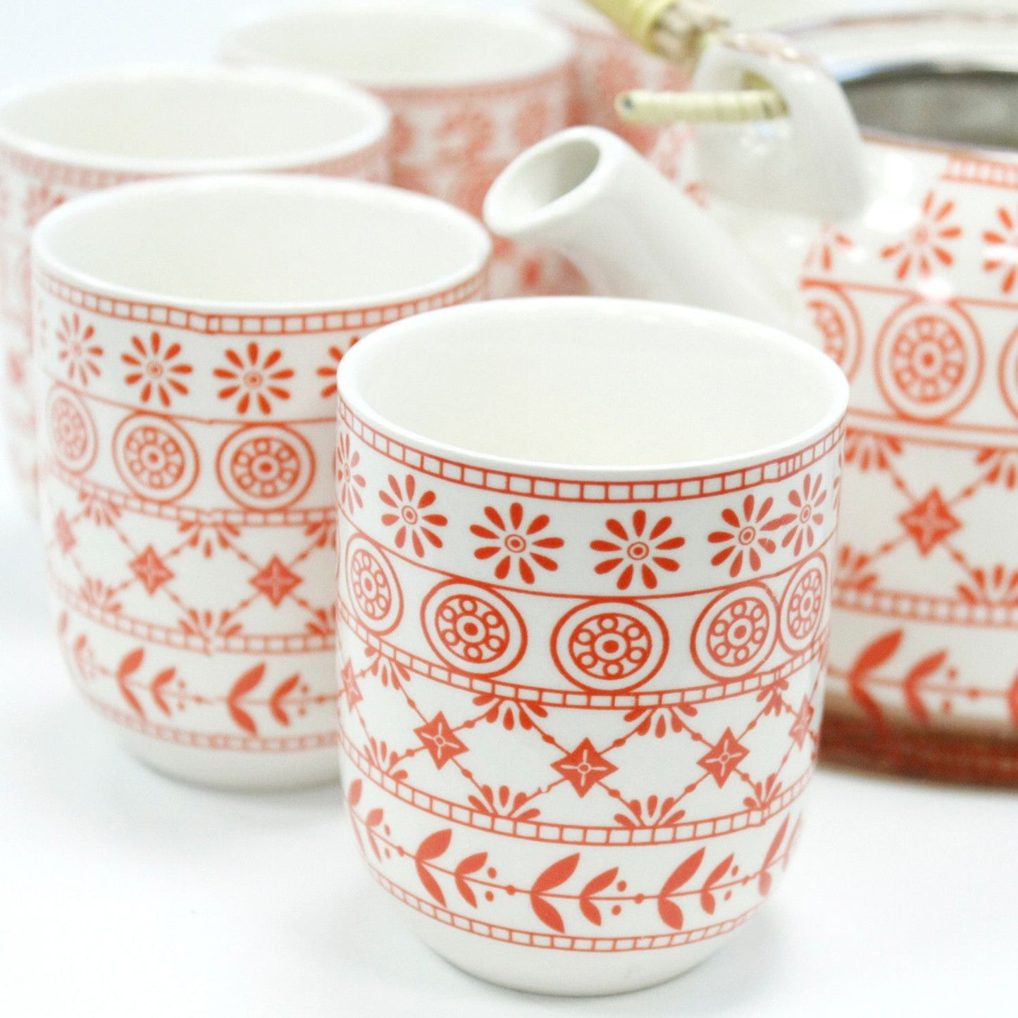Amber Ceramic Herbal Teapot Set of 6 | Artisan Style | Perfect Tea Lover Gift Set