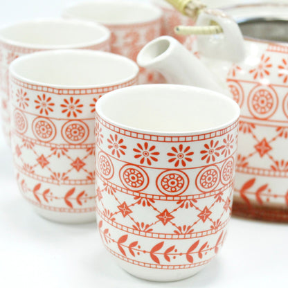 Amber Ceramic Herbal Teapot Set of 6 | Artisan Style | Perfect Tea Lover Gift Set