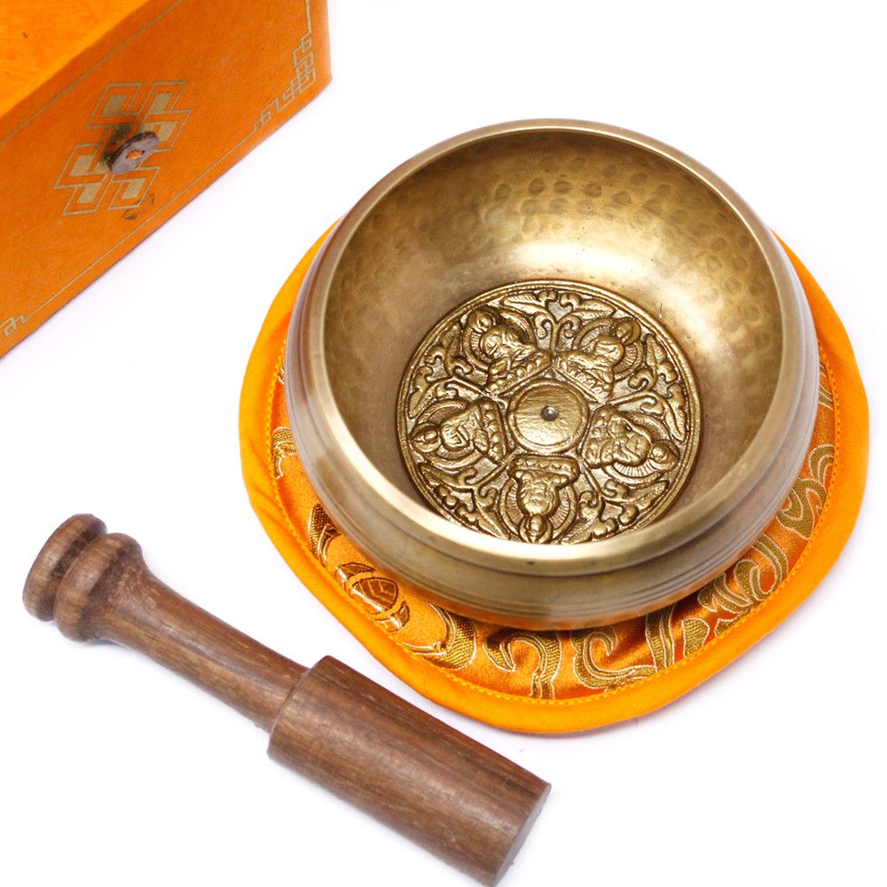 Five Buddha Singing Bowl Gift Set | 10cm | Hand-Painted | Brass | New