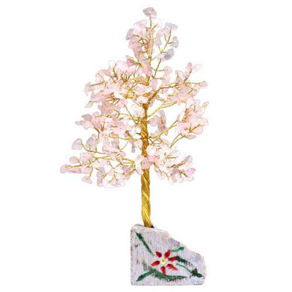 Rose Quartz Indian Wire Gemstone Tree | 320 Stones | 7x4x22.5cm | New