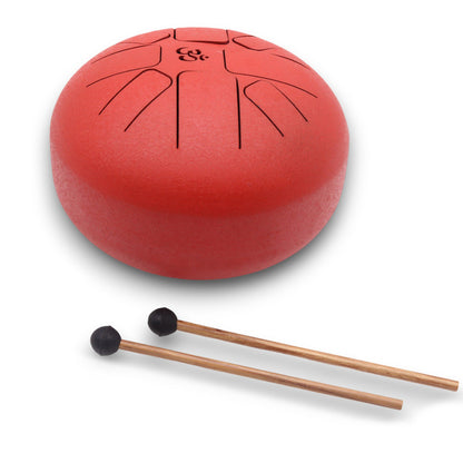 Om Red Steel Tongue Drum | 8-Tone Hapi Drum | 22x16cm | Tempered Steel | New