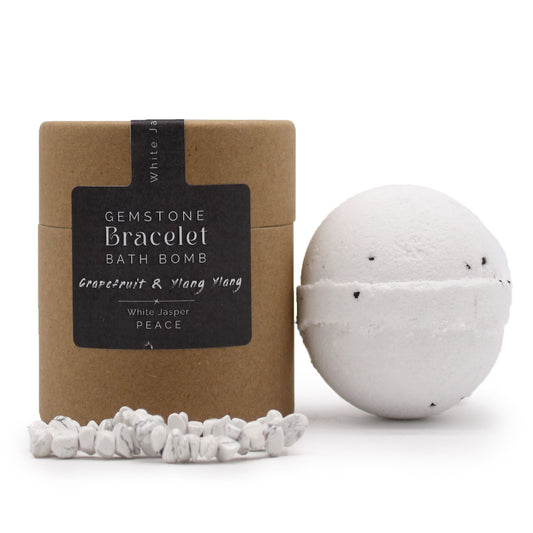 White Jasper Gem Bracelet Bath Bomb | Grapefruit and Ylang Ylang | Handcrafted | Vegan | New