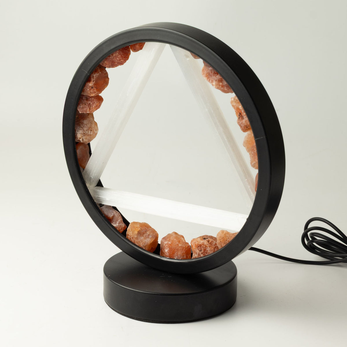 Fire Element gemstone halo lamp with carnelian and selenite, view 7
