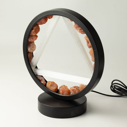 Fire Element gemstone halo lamp with carnelian and selenite, view 7