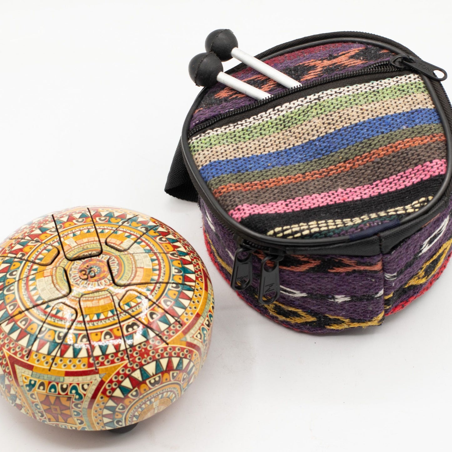 Multi Coloured Steel Tongue Drum | 8-Tone Hapi Drum | 13x9cm | Tempered Steel | New