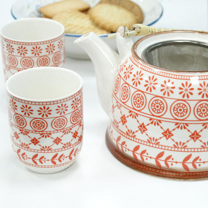 Amber Ceramic Herbal Teapot Set of 6 | Artisan Style | Perfect Tea Lover Gift Set