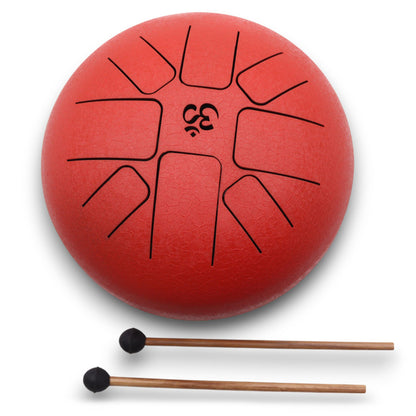 Om Red Steel Tongue Drum | 8-Tone Hapi Drum | 22x16cm | Tempered Steel | New
