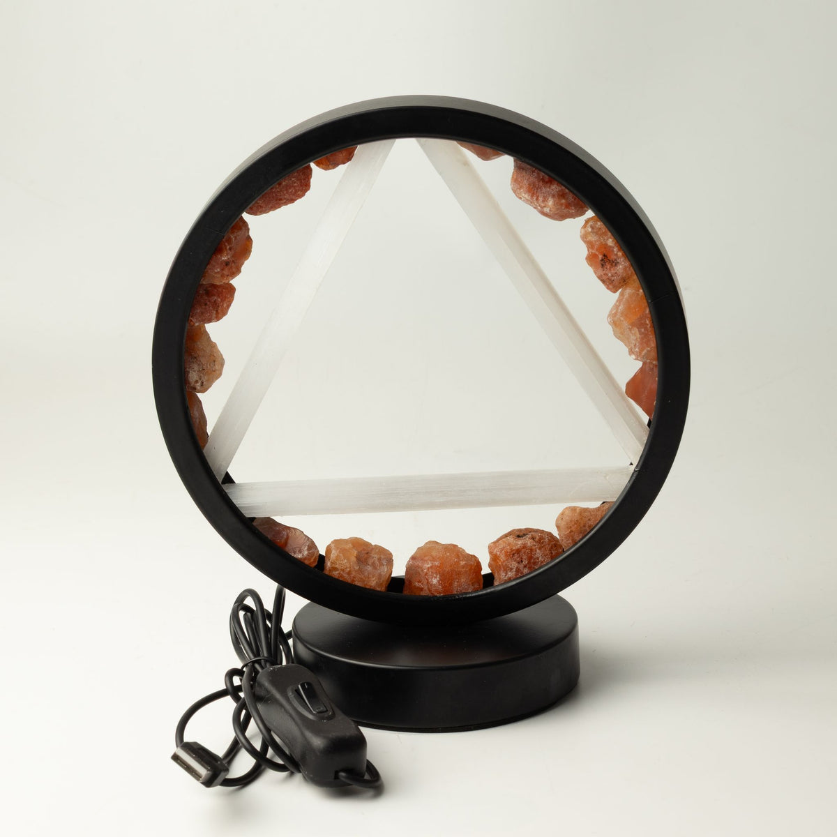 Fire Element gemstone halo lamp with carnelian and selenite, view 8