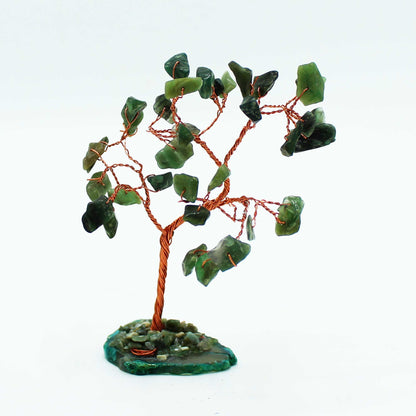 Green Aventurine Gemstone Tree on Green Agate Base | 35 Stones | 7x4.5x10cm | New