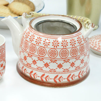 Amber Ceramic Herbal Teapot Set of 6 | Artisan Style | Perfect Tea Lover Gift Set