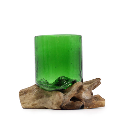 Recycled Beer Bottle Glass on Driftwood | Handmade Recycled Glass | 15x13x13cm | New