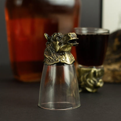 Bottom Up Shot Glass Gift Set of 12 | Forest & Mystical Creatures | 25ml | Antique Bronze | New