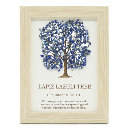Lapis Lazuli Gemstone Tree of Life Picture | Crystal Wall Art | 20x14.7cm | Framed | New