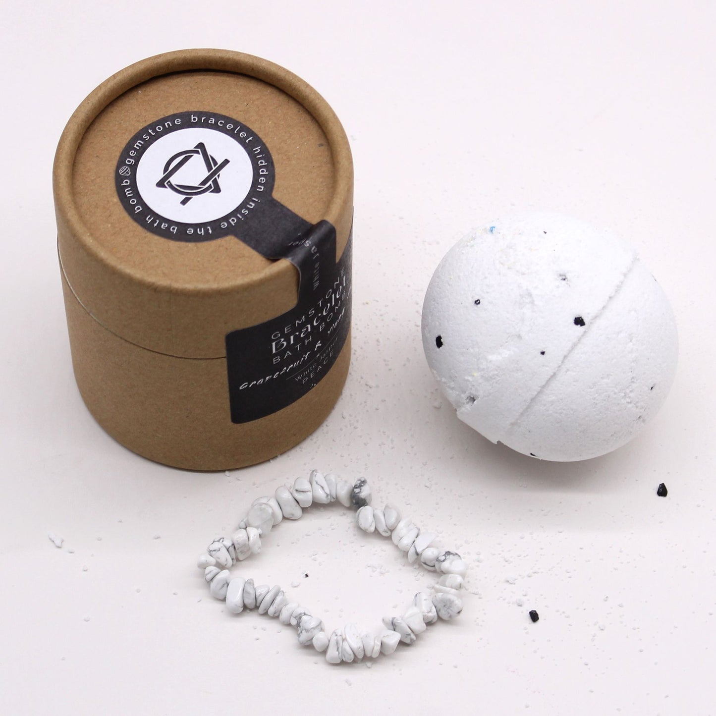 White Jasper Gem Bracelet Bath Bomb | Grapefruit and Ylang Ylang | Handcrafted | Vegan | New