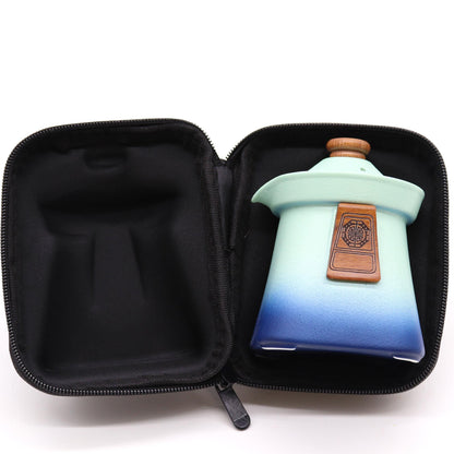 Sea Green Blue Heaven Ceramic Temple Teapot Set 4 Piece | 1 Pot and 3 Cups | Serene Tea Gift