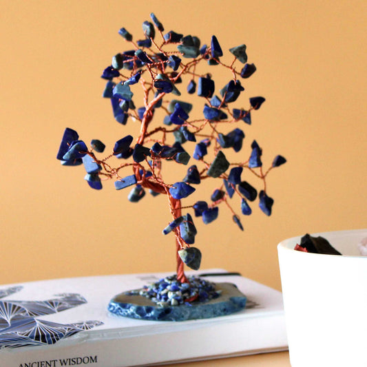 Sodalite Large Gemstone Tree on Blue Agate Base | 100 Stones | 9x5x13cm | New