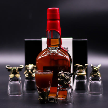 Mystical Creatures Shot Glass Gift Set of 6 | 50ml | Antique Bronze | Novelty Barware | New