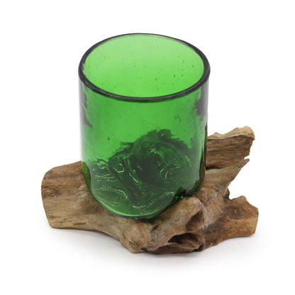 Recycled Beer Bottle Glass on Driftwood | Handmade Recycled Glass | 15x13x13cm | New