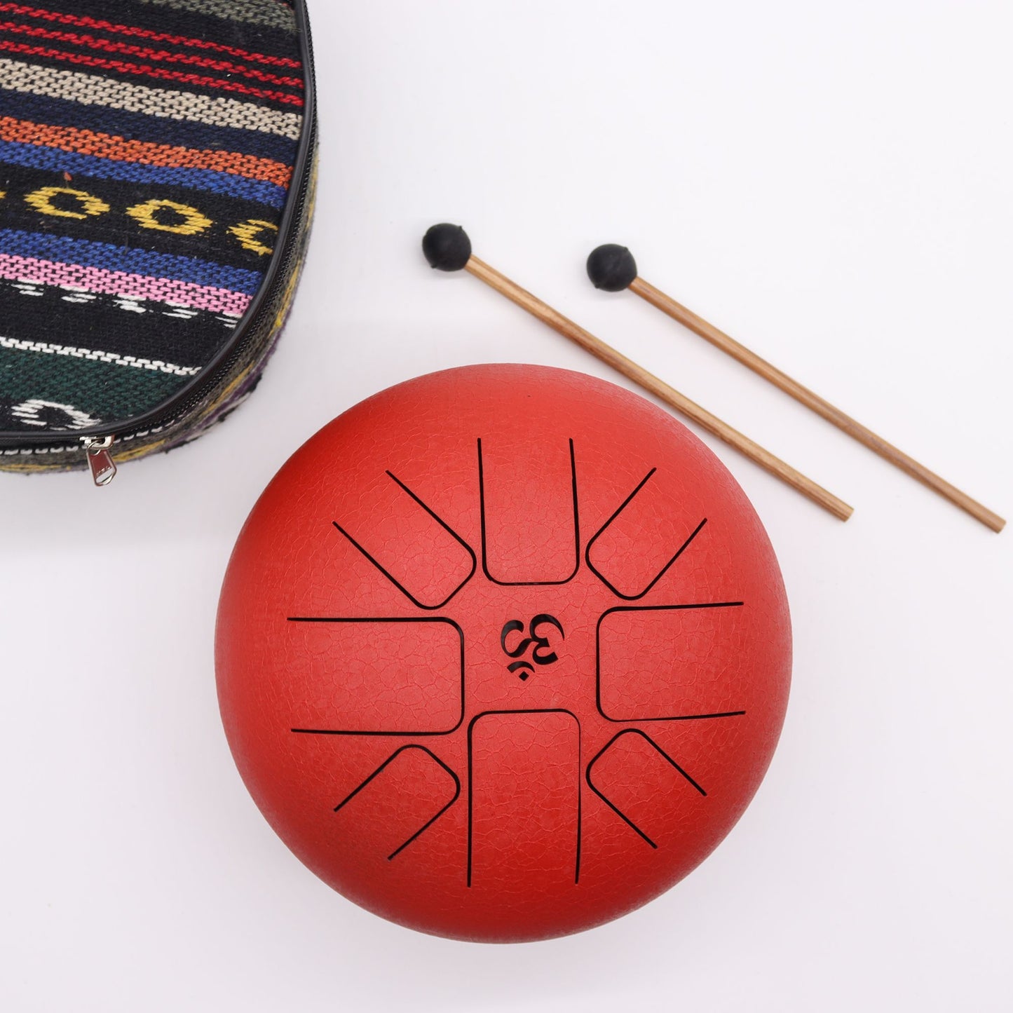 Om Red Steel Tongue Drum | 8-Tone Hapi Drum | 22x16cm | Tempered Steel | New