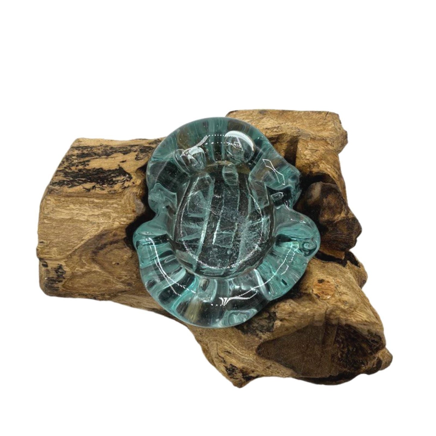 Molten Glass Candle Single Holder on Driftwood | Handmade in Bali | 14x17x9cm | New
