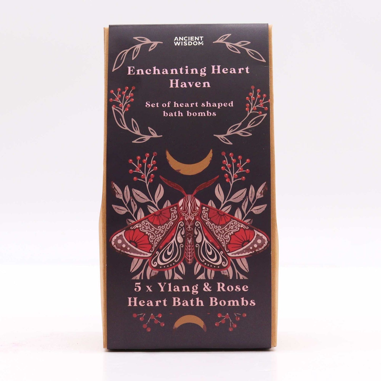 Enchanting Heart Heaven Bath Heart Gift Set | 5 Heart Bath Bombs | Ylang and Rose | Vegan | Handmade England | New