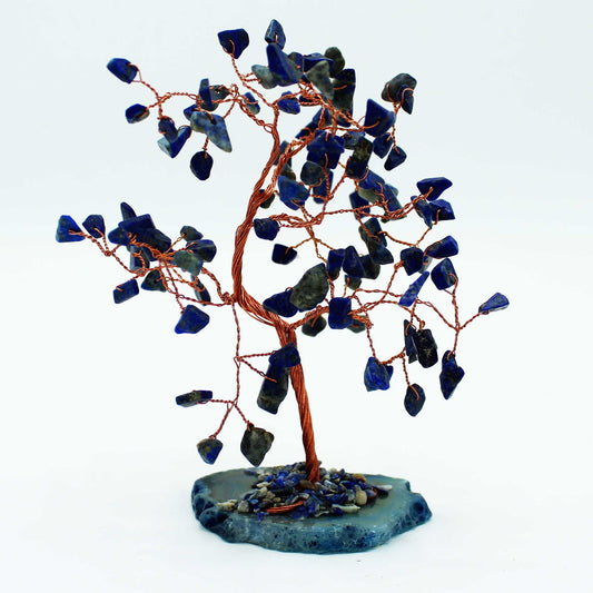 Sodalite Large Gemstone Tree on Blue Agate Base | 100 Stones | 9x5x13cm | New