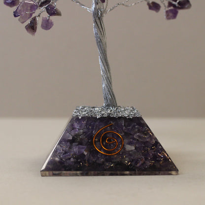 Amethyst Gemstone Tree with Orgonite Base | 160 Stones | 8x8x17cm | New