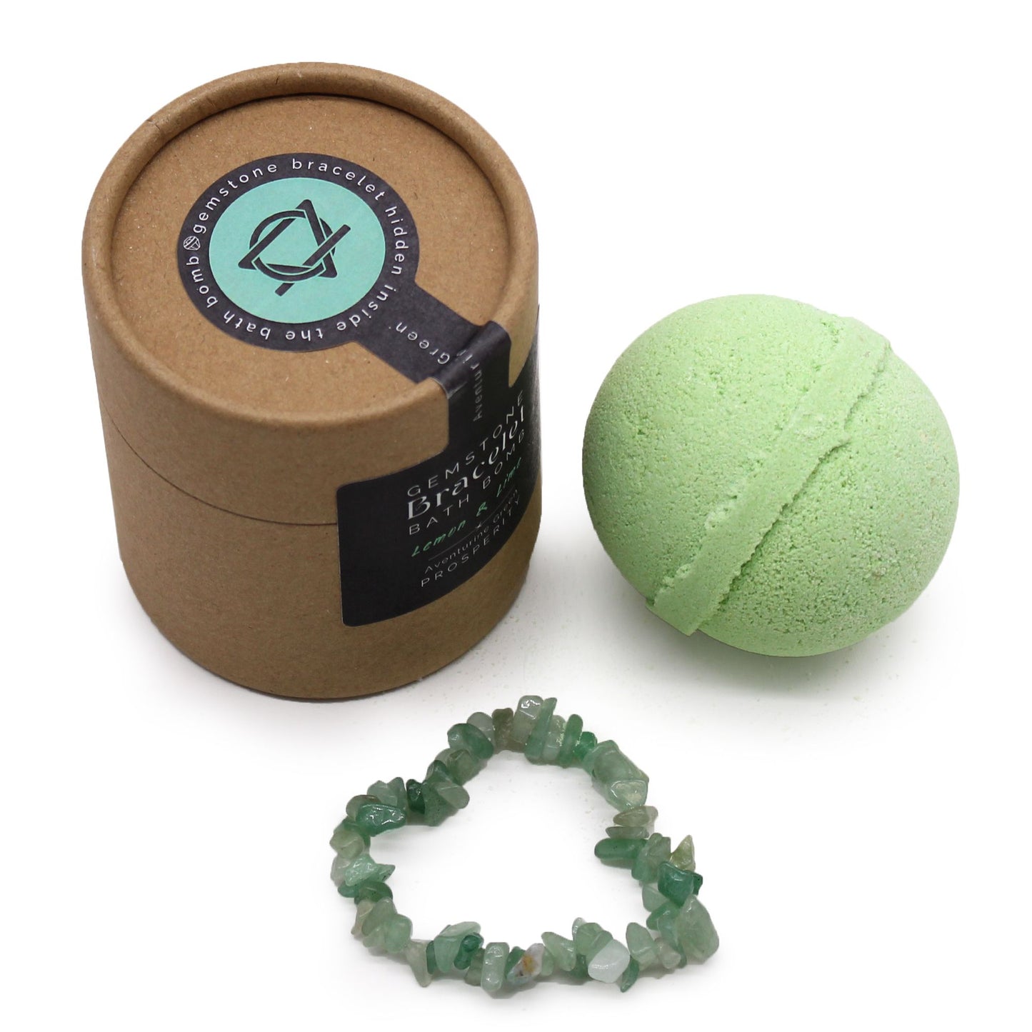 Green Aventurine Gem Bracelet Bath Bomb | Lemon and Lime | Handcrafted | Vegan | New