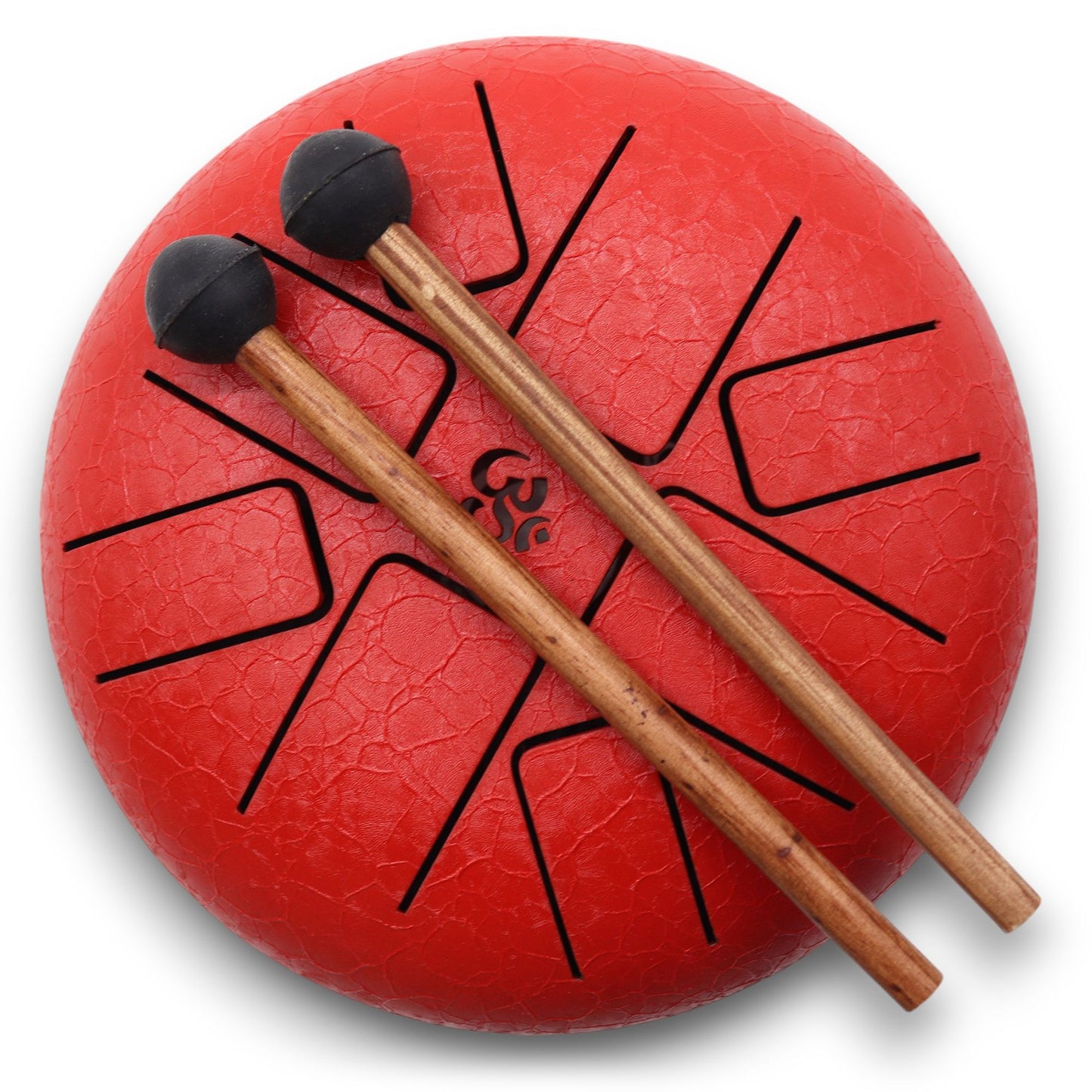 Om Red Steel Tongue Drum | 8-Tone Hapi Drum | 22x16cm | Tempered Steel | New