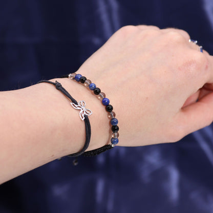 Scorpio Birthday Zodiac Candle and Crystal Bracelet Gift Set | Soy Wax | Smoky Quartz and Lapis Lazuli and Black Obsidian