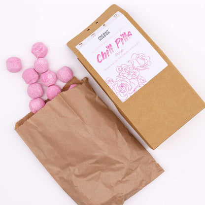 Chill Pills Bath Bomb Gift Pack | Rose | 350g | 30 Mini Bath Bombs | Handmade England | New