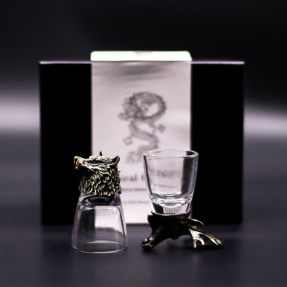 Wild Forest Creatures Shot Glass Gift Set of 6 | 50ml | Antique Bronze | Novelty Barware | New