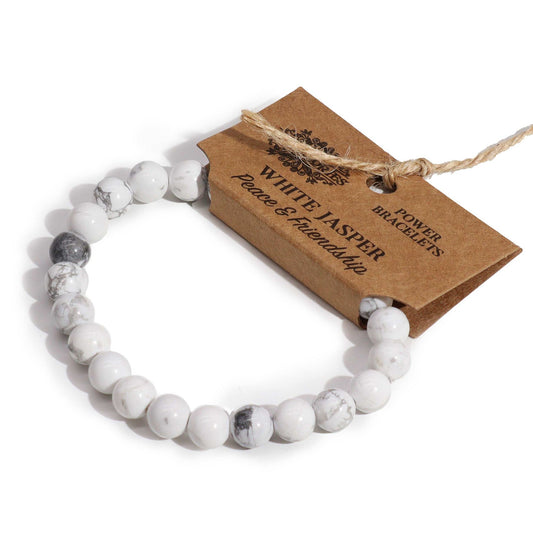 White Jasper Power Bracelet | 8mm Gemstone Beads | Stretch Fit | Unisex
