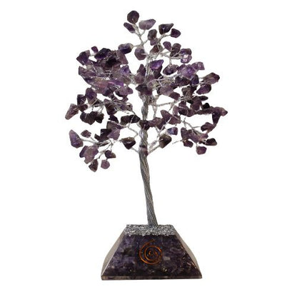 Amethyst Gemstone Tree with Orgonite Base | 160 Stones | 8x8x17cm | New