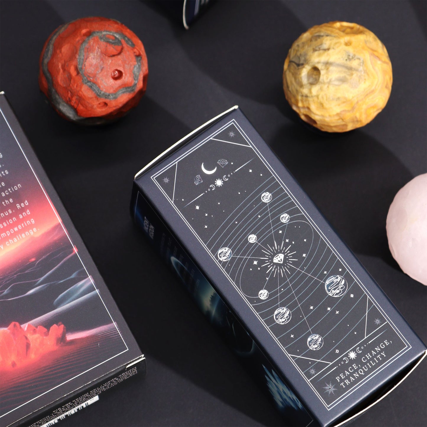 Moon Gemstone Planet White Howlite Sphere 40mm | Solar Goldstone Stand | Peace Change Tranquility