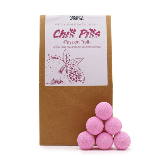 Chill Pills Bath Bomb Gift Pack | Passion Fruit | 350g | 30 Mini Bath Bombs | Handmade England | New