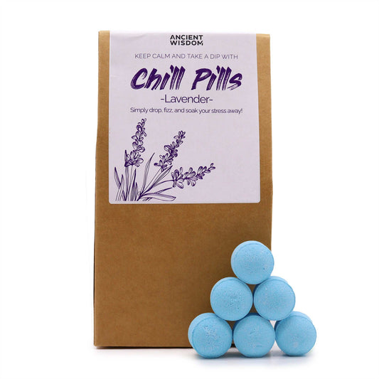 Chill Pills Bath Bomb Gift Pack | Lavender | 350g | 30 Mini Bath Bombs | Handmade England | New
